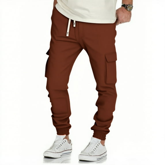 Men's Cargo Sweatpants With Multi Pockets Baggy Jogger Drawstring Waist For Outdoor Hiking Work Casual