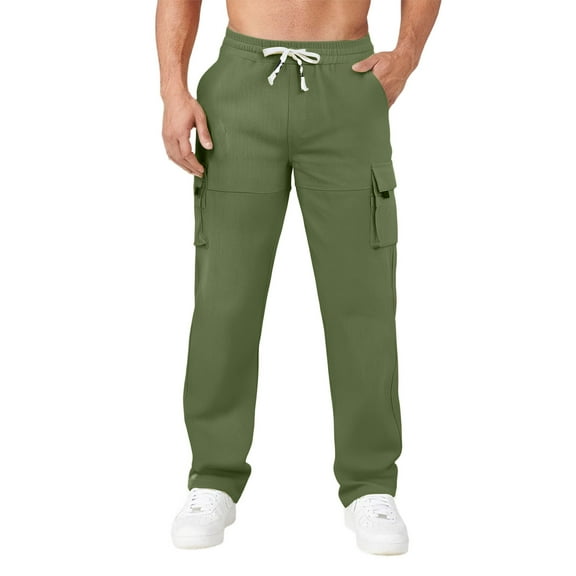Men’s Cargo Sweatpants with Adjustable Waistband Athletic Pants for Men with Multiple Pockets Relaxed Fit for Everyday Wear Green XXXL