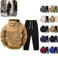 thumbnail image 1 of Men's Cargo Sweatsuit 2 Piece Set Quarter Zip Hoodie and Sweatpants Set Joggers Outfit 2026 fall winter Fashion Causal Athletic Tracksuits with Pockets Earthy Yellow 2XL, 1 of 8
