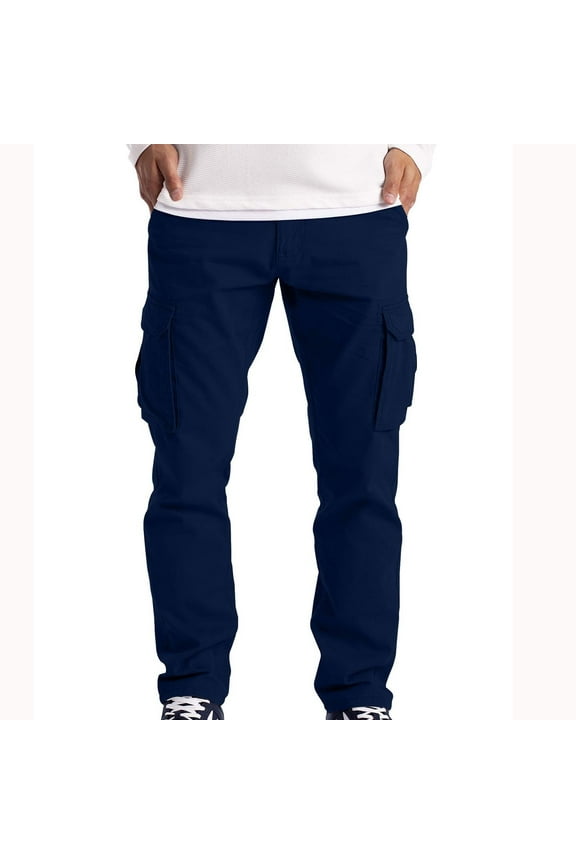 Men's Cargo Trousers Work Wear Combat Safety Cargo 6 Pocket Full Pants Navy XXXXL(XXXXL)
