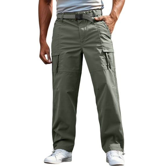 Men's Cargo Warm Pant Heavy Work with Multiple Pockets Casual Trousers Hiking Green Pant