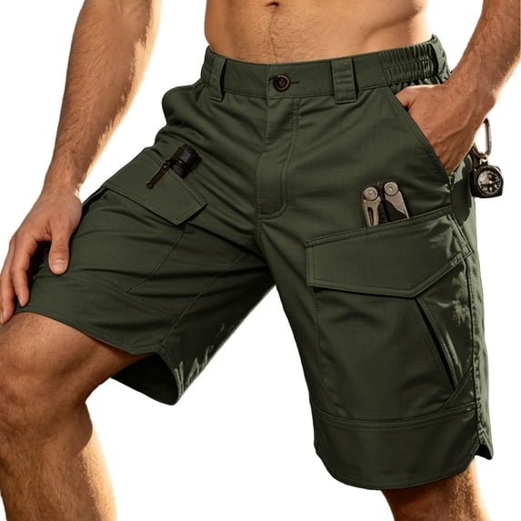 Men's Cargo Work Pant Relaxed Fit Trouser with Multiple Front and Back Pockets Shorts