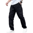 thumbnail image 1 of Men's Cargo Work Pants Durable Ripstop Twill Woven Cargo Pants Contrast Stitch Multi Pocket Loose Straight Leg Work Trousers Casual Outdoor Tactical Pants For Walking Skateboarding, 1 of 4