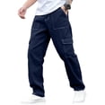 thumbnail image 1 of Men's Cargo Work Pants Durable Ripstop Twill Woven Cargo Pants Contrast Stitch Multi Pocket Loose Straight Leg Work Trousers Casual Outdoor Tactical Pants For Walking Skateboarding, 1 of 4