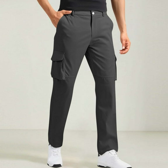 Men’s Cargo Work Pants Multi Pocket Joggers, Casual Zipper Button Sweatpants with Elastic Waist, Durable Outdoor Trousers for Hiking, Workwear, Travel, Sports and Daily Wear