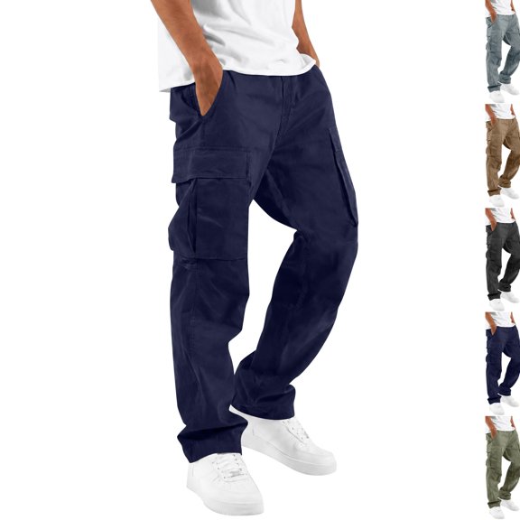 Men's Cargo Work Pants, Multi Pockets Straight Leg Casual Trousers, Durable Wear‑Resistant Twill Relaxed Fit Bottoms For Outdoor Hiking Daily Work Street Fashion Purple XL