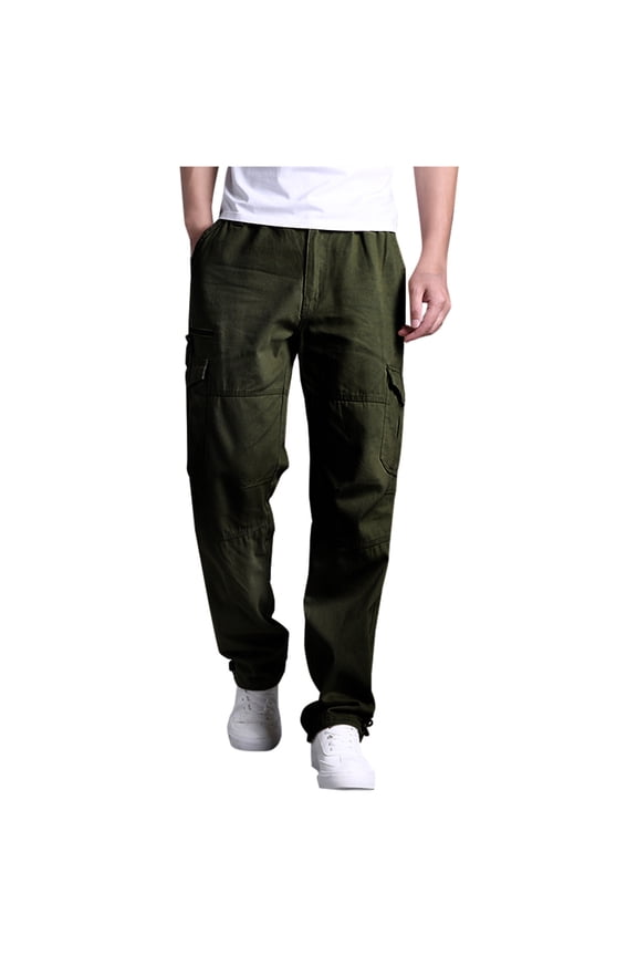 Men's Cargo Work Pants, Regular Fit, Ripstop,Cotton Canvas Muti Pockets Pant Size 5XL Army Green