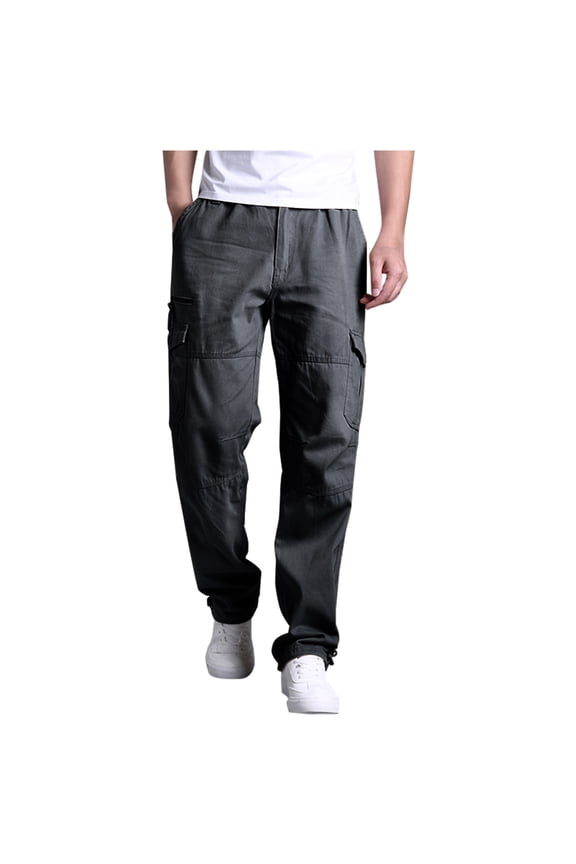 Men's Cargo Work Pants, Regular Fit, Ripstop,Cotton Canvas Muti Pockets Pant Size 5XL Gray