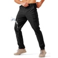 thumbnail image 1 of Men's Cargo Work Pants Stretch Lightweight Tactical Pants 31" Water Resistant Hiking Ripstop Pants with Multi Pockets Outdoor Apparel Black 32, 1 of 7