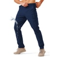 thumbnail image 1 of Men's Cargo Work Pants Stretch Lightweight Tactical Pants 33" Water Resistant Hiking Ripstop Pants with Multi Pockets Outdoor Apparel navy blue 30, 1 of 7