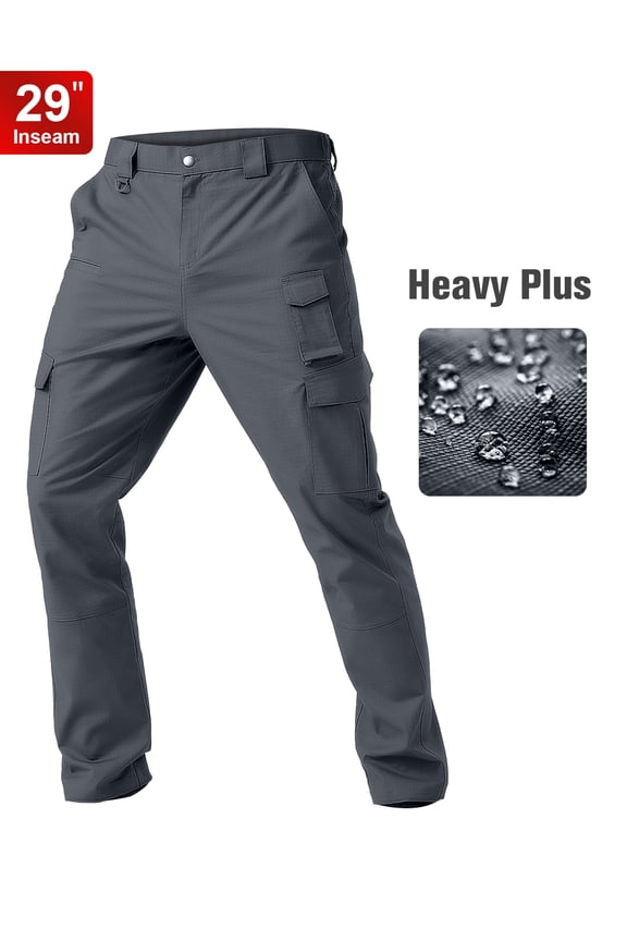 Men's Cargo Work Pants Stretch Water Resistant Tactical Pants 29" Lightweight Hiking Ripstop Pants with Multi Pockets Outdoor Apparel grey 38