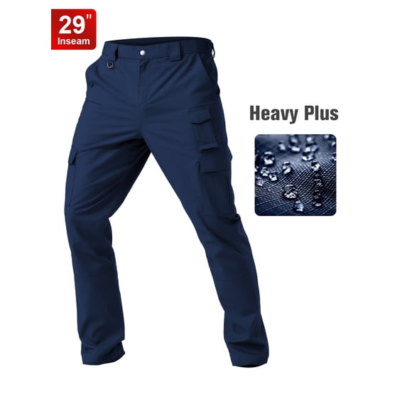 Men's Cargo Work Pants Stretch Water Resistant Tactical Pants 29" Lightweight Hiking Ripstop Pants with Multi Pockets Outdoor Apparel navy blue 32