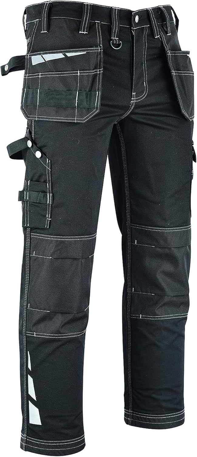 RUBAHA'S CLOTHING Mens Hi Viz Work Trousers Cargo Combat Holster Pockets Tactical Workwear Pants