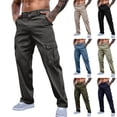 thumbnail image 1 of Men's Cargo Workwear Pants Trousers Button Waist Straight Leg Quick Dry Stretchy Breathable Outdoor Hiking Casual Daily Business Travel Activewear Essentials | JASKFLY,Black M, 1 of 7
