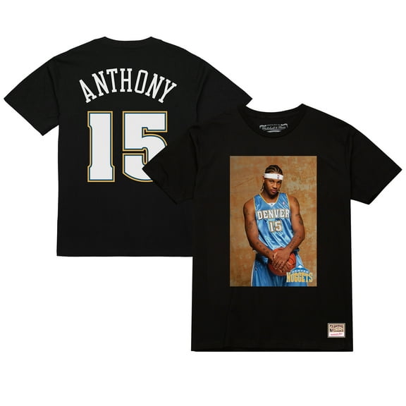 Men's Carmelo Anthony Black Denver Nuggets Rookie Photo Name & Number T-Shirt