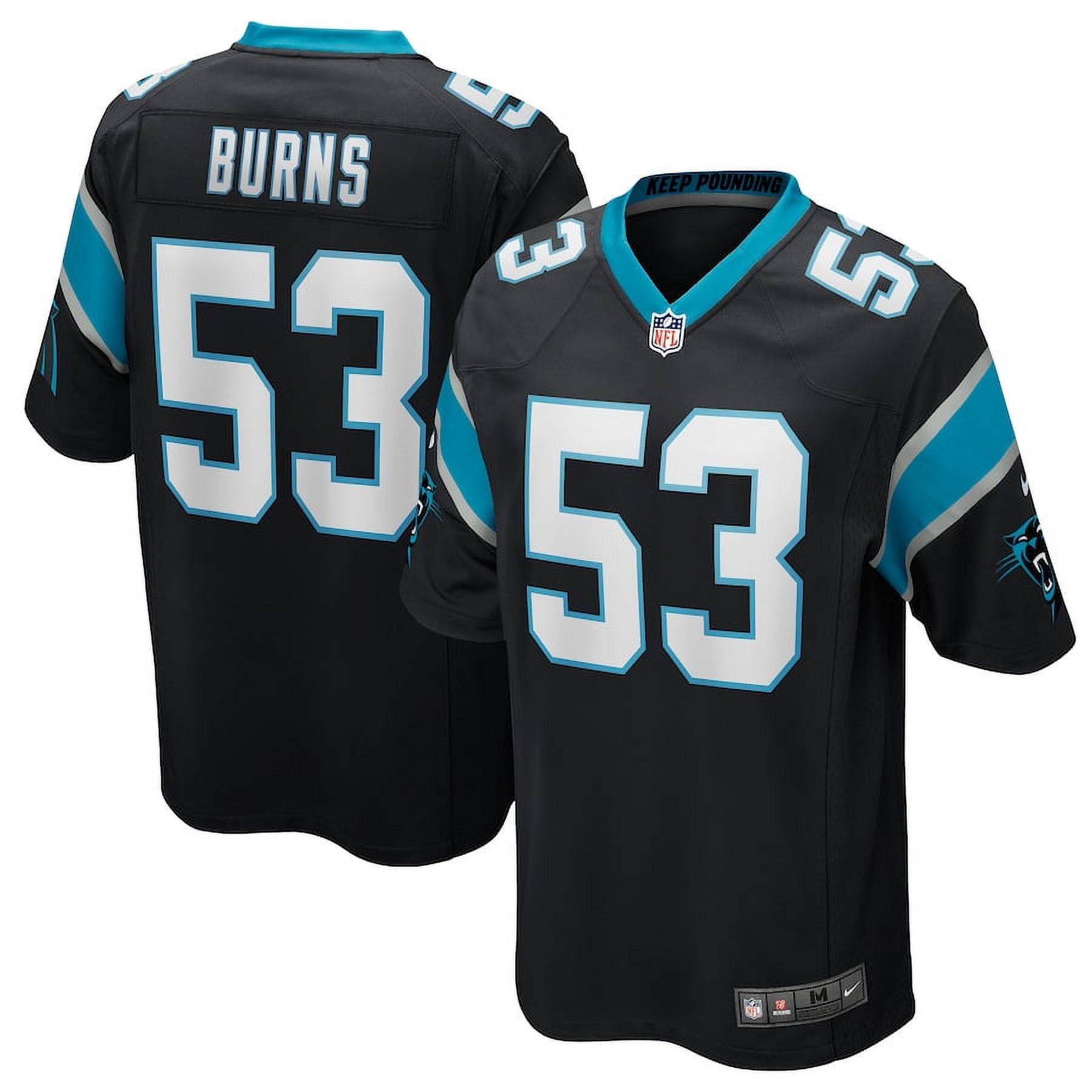 Men's Carolina_Panthers Brian Burns Black Game Jersey - Walmart.com