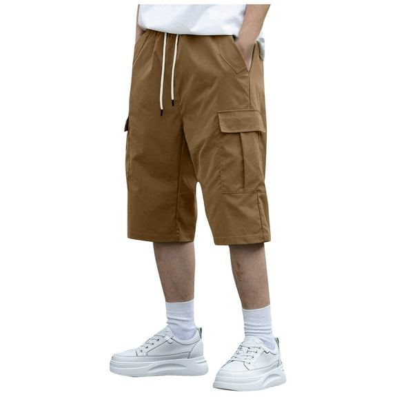Men's Carpenter Cargo Shorts: Stretch Cotton w/Pockets - Baggy Below-Knee Work Hiking Outdoor Shorts