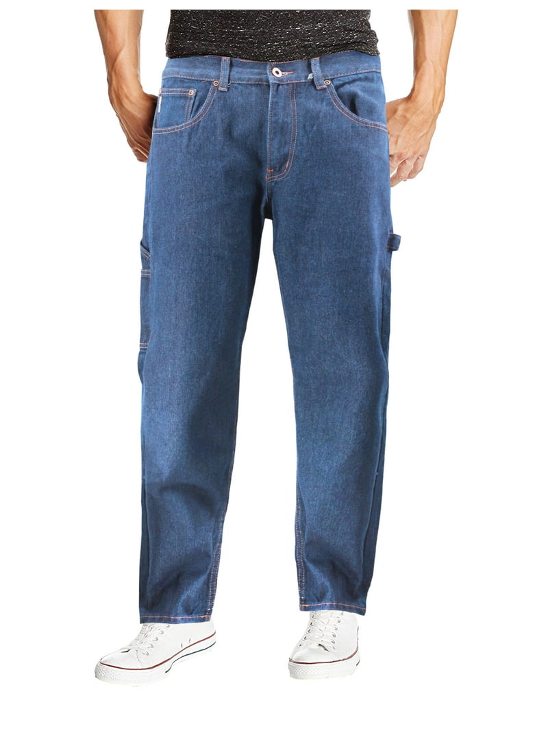 Men's Carpenter Work Jeans Hammer Loop Relaxed Fit Casual