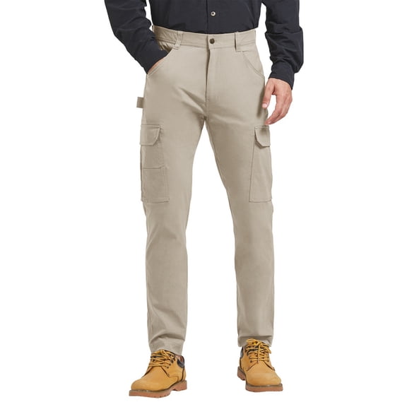 Men's Carpenter Work Pants Cargo Hiking Pants Slim Fit Stretch Waterproof Outdoor Trousers with Pockets