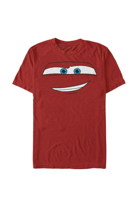 Men's Cars Lightning McQueen Big Face Graphic Tee Red Large