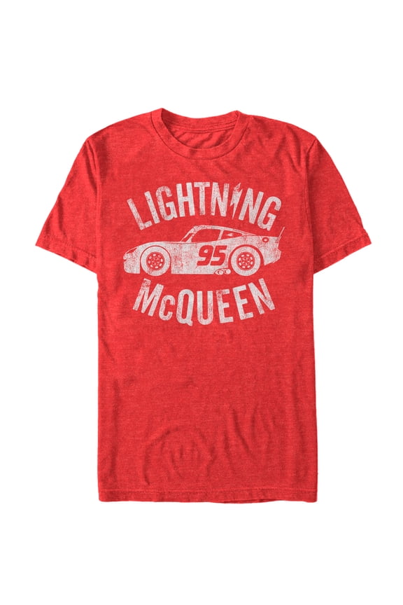 Men's Cars Lightning McQueen  Graphic Tee Red Heather Large