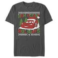 thumbnail image 1 of Men's Cars Lightning McQueen High Octane Holidays  Graphic Tee Charcoal Large, 1 of 5