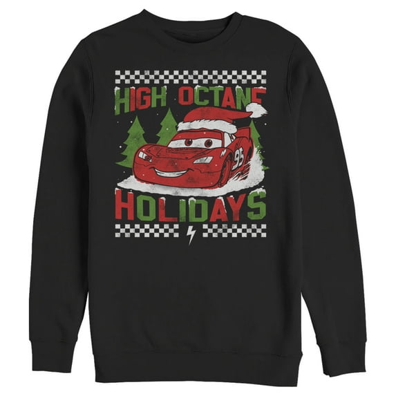 Men's Cars Lightning McQueen High Octane Holidays Sweatshirt Black Small