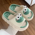 thumbnail image 1 of Men's Cartoon Frog Pattern Design Open Toe Home Slippers, Breathable Lightweight Soft Bottom Indoor Slippers, Cute Men's Slippers, 1 of 7