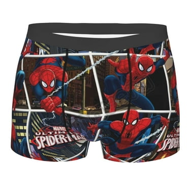 Men's Cartoon Spider-Man Boxer Brief Underwear,Anti-Chafing,Moisture-Wicking Odor Control,XL