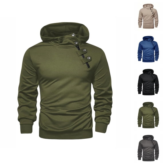 Men's Casaul Hoodie 2025 Fall Winter Long Sleeve Quarter Zip Plain Hooded Sweatshirt Pullover Tops