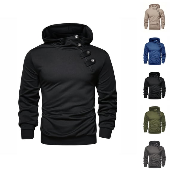 Men's Casaul Hoodie 2025 Fall Winter Long Sleeve Quarter Zip Plain Hooded Sweatshirt Pullover Tops