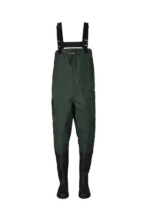 Men’s Cascades 2-Ply Bootfoot Chest Waders, Waterproof Waders for Fishing with Cleated Outsole, Green, Size 13