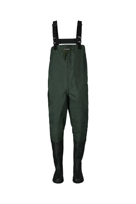 Men’s Cascades 2-Ply Bootfoot Chest Waders, Waterproof Waders for Fishing with Cleated Outsole, Green, Size 14