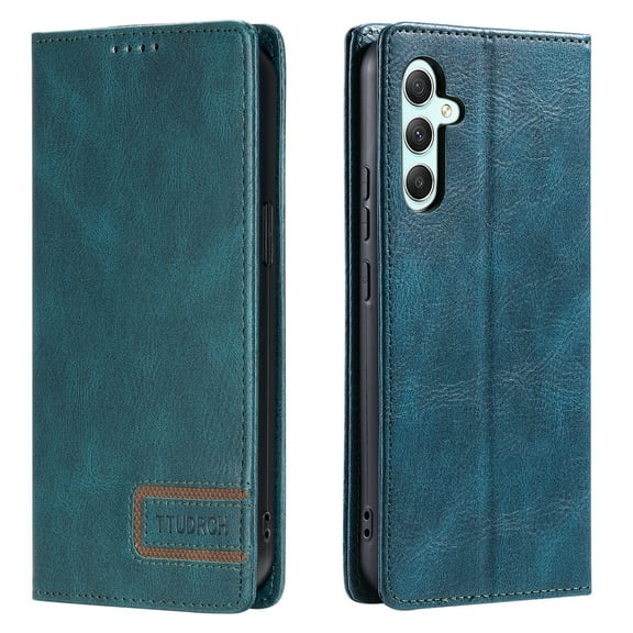 Men's Case for Samsung Galaxy A13 5G Wallet with Card Holder [RFID Blocking],Samsung Galaxy A13 5G Luxury Retro High Quality Leather Magnetic Flip Kickstand Shockproof Business Style Case,Green