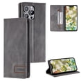 thumbnail image 1 of Men's Case for iPhone 16 Pro Max Wallet with Card Holder [RFID Blocking],iPhone 16 Pro Max Luxury Retro High Quality Leather Magnetic Flip Kickstand Shockproof Business Style Case,Grey, 1 of 13