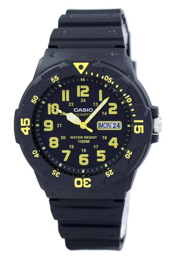 Mens Black Watch with Yellow Markers - MRW-200H-9BV