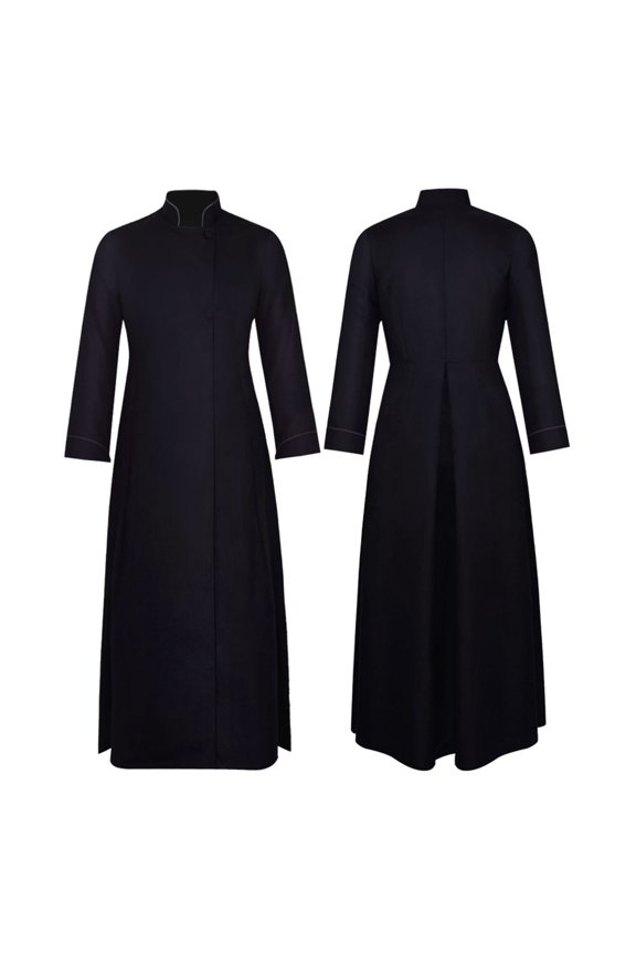 Men's Cassock Robes Medieval Minister Long Sleeve Stand Robe Costumes Halloween Cosplay Christian Outfits