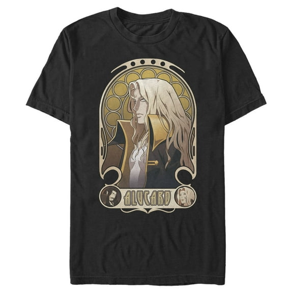 Men's Castlevania Alucard Classic Portrait  Graphic Tee Black X Large