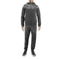 thumbnail image 1 of Men's Casual 2 Piece Set Gym Fitness Hooded Work Out Running Jogging Tracksuit (Charcoal/Grey, L), 1 of 4