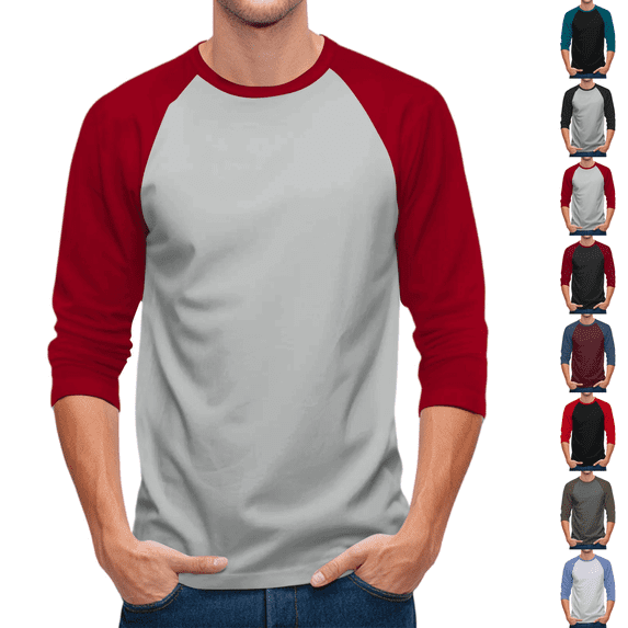 Men's Casual 3/4 Sleeve Baseball Tshirt Raglan Jersey Shirt Light Gray XL