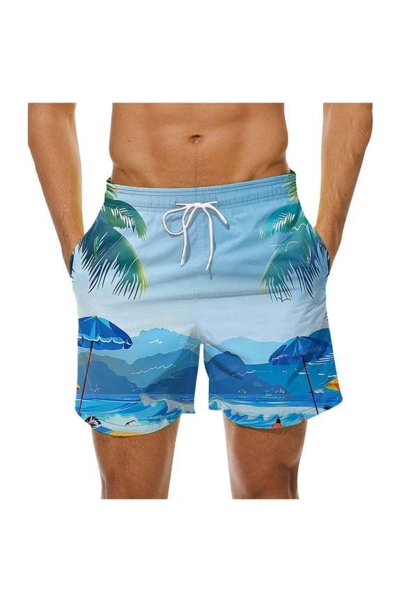 Men's Casual 7" Shorts Elastic Waist Drawstring Summer Twill Golf Short Cargo Short Men's Special Print Drawstring Waistband Beach Casual Pocket Trouser Shorts Pants Blue XXL