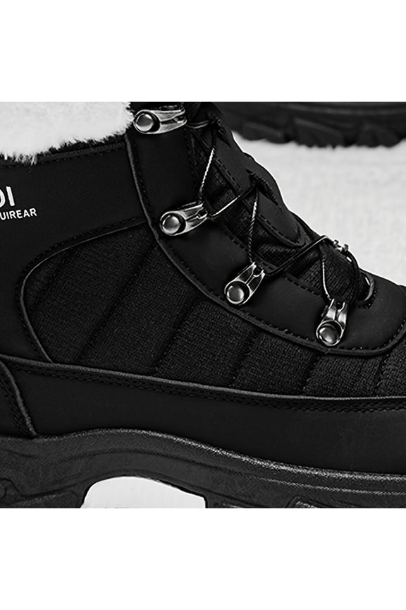 Men's Casual & Academic Style Thick-Soled Snow Boots - White PU Upper with EVA Cushion & PVC Traction Outsole, Warm Winter Ankle Boots for Daily Wear