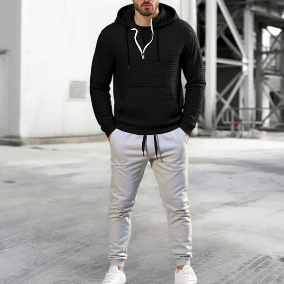 Men's Casual Active Tracksuits 2 Piece Casual Athletic Sweatsuit Full Zip Pullover Long Sleeve Running Sport Outfits Jogger Outfits