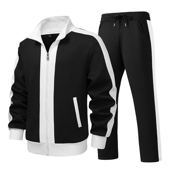 Men's Casual Active Tracksuits 2 Piece Color Block Full Zip Sports Outfits Set Sweatshirt and Joggers Sweatpants