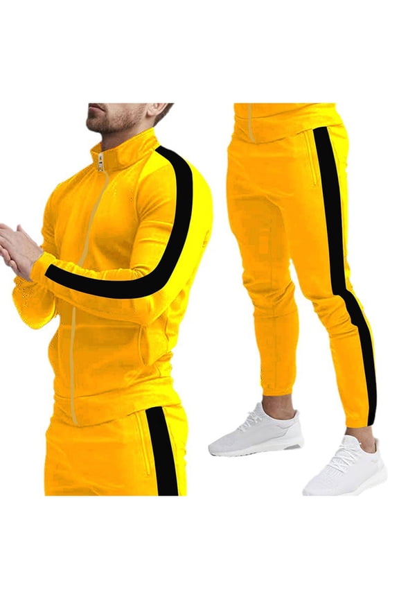 Men's Casual Active Tracksuits Full Zip Sports Jogging Suits Sets Athletic Running 2 Piece Sweatsuits with Zip Pockets