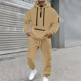 thumbnail image 1 of Men's Casual Athletic Tracksuit 2 Piece Outfits Athletic Sweatsuit Quarter Zipper Jogging Long Sleeve Casual Sports Outfits Athletic Tracksuit Outfits (Khaki, XXXL), 1 of 4