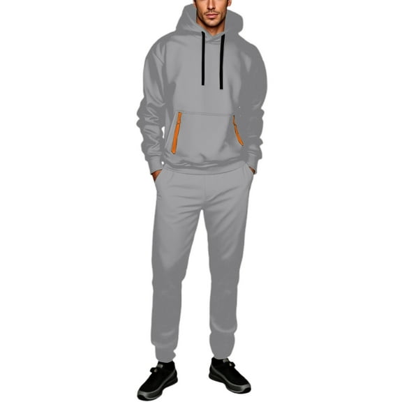 Men's Casual Athletic Tracksuit 2 Piece Outfits Hooded Athletic Sweatsuits Casual Running Jogging Sport Suit Sets Athletic Jogging Fall Winter Tracksuit