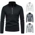 thumbnail image 1 of Men's Casual Autumn Solid Turtleneck Zipper Collar Blouse Long Sleeve Tops Men's Tees S, 1 of 7