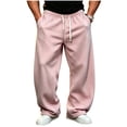 thumbnail image 1 of Men's Casual Baggy Sweatpants Wide Leg Cotton Sweat Pants Open Bottom Oversized Loose Fit,Uncuffed Drawstring Trackpants,Elastic Waist Streetwear with Pockets, 1 of 6