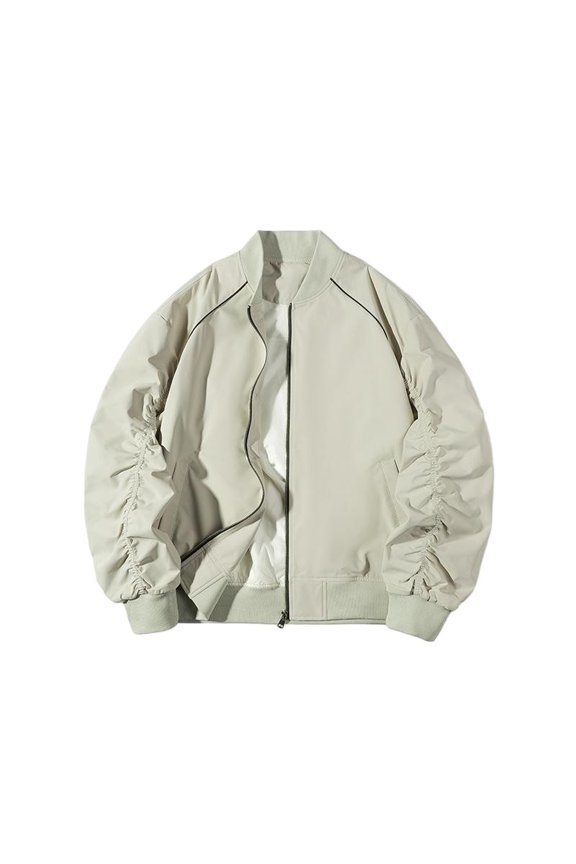 Men's Casual Baseball Jacket, Stylish Outdoor Sports 3-Proof Windbreaker, Beige, Size XXXL